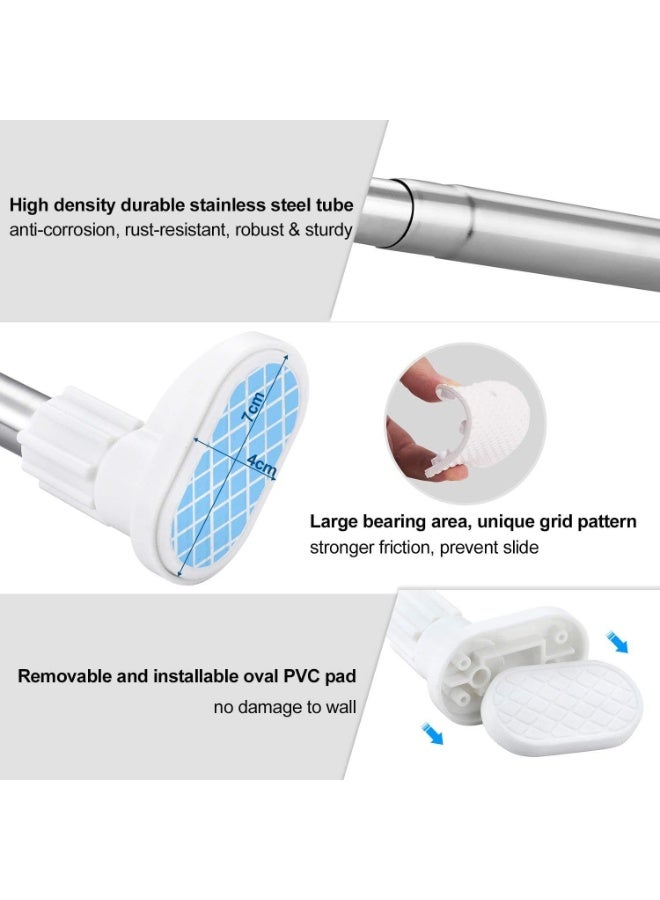 هابي هوم عمود ضغط تلسكوبي ستانلس ستيل قابل للتمديد من 85 إلى 150 سم بدون حفر أو مسامير، متعدد الاستخدامات كـ ماسورة ستارة دش، شماعة ملابس داخل الدولاب، منشر غسيل، عمود ستارة شباك أو فاصل باب، مقاوم للصدأ والرطوبة، ثابت بقوة وأطراف مانعة للانزلاق، مناسب للحمام والمطبخ وغرف النوم والشقق المؤجرة - Image 3